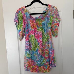Lilly Pulitzer Vibrant Floral Off-Shoulder Blouse